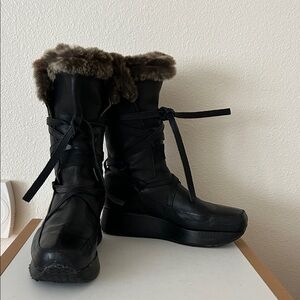 Stephane Kélian - Paris Women's Black Fur-Lined Winter Boots. Size 8